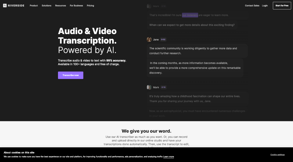 AI Transcription by Riverside