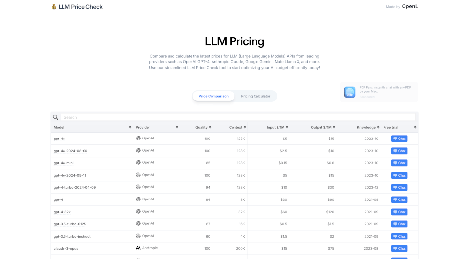 LLM Price Check