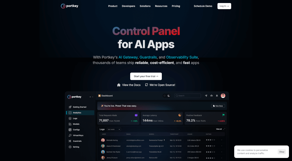 Portkey.ai - Control Panel for AI Apps