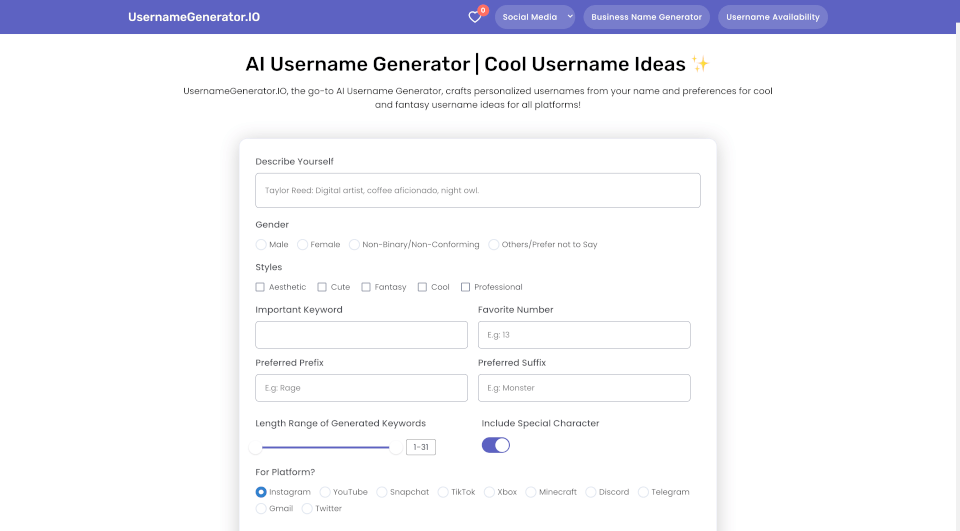 UsernameGenerator.IO