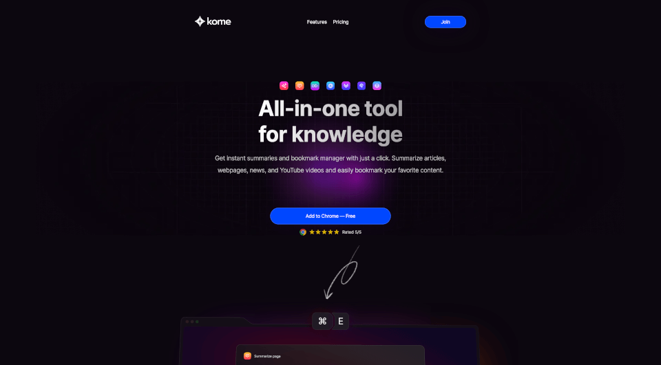 Kome: AI Summary and Bookmark Extension